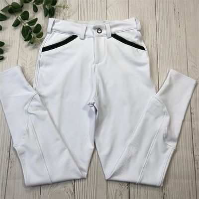 White Kids Horse Riding Pants Leggiings Knee Silicone Breeches