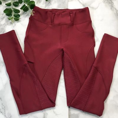Red Women Fleece Riding Breeches Horse Riding Brushed Leggings