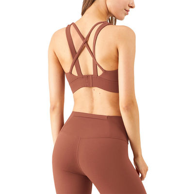 4 Colors Cross Back Padded Sexy Yoga Sports Bra Women Breathable Four Way Stretch