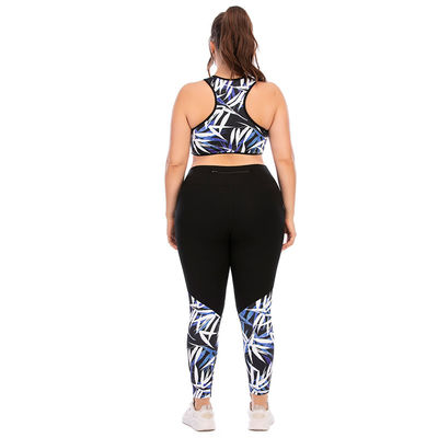 Plus Size Yoga 2 Pcs Sets Shockproof Non See Through Sports Bra And Leggings Set